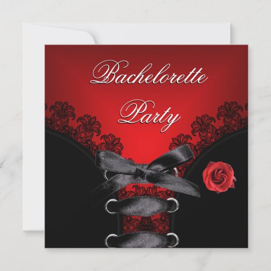 Bachelorette Party Red Rose Black Lace Kaart (Voorkant)