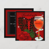 Bachelorette Party Red Rose Corset Zwarte Wijn Kaart (Voorkant / Achterkant)