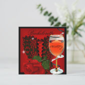 Bachelorette Party Red Rose Corset Zwarte Wijn Kaart (Staand voorkant)