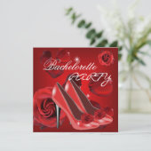Bachelorette Party Red Roses Hi Hiel Shoe Kaart (Staand voorkant)