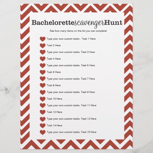 Bachelorette Party Red Scavenger Hunt Game (Voorkant)