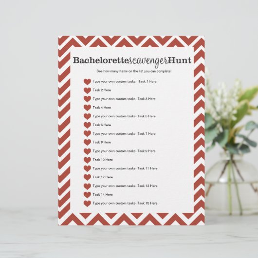Bachelorette Party Red Scavenger Hunt Game (Staand voorkant)