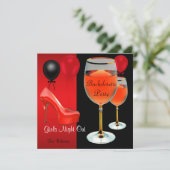 Bachelorette Party Red Shoes Hi Heels Wine Glass Kaart (Staand voorkant)