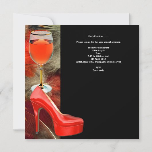 Bachelorette Party Red Shoes Hi Heels Wine Glass Kaart (Achterkant)
