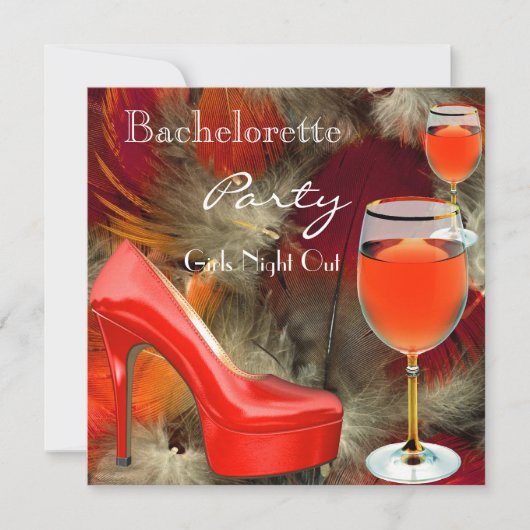 Bachelorette Party Red Shoes Hi Heels Wine Glass Kaart (Voorkant)