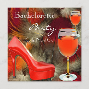 Bachelorette Party Red Shoes Hi Heels Wine Glass Kaart