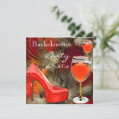 Bachelorette Party Red Shoes Hi Heels Wine Glass Kaart (Staand voorkant)