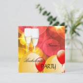 Bachelorette Party Red Yellow Champagne Balloons Kaart (Staand voorkant)