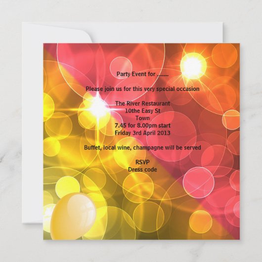 Bachelorette Party Red Yellow Champagne Balloons Kaart (Achterkant)