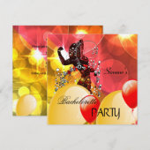 Bachelorette Party Red Yellow Girl Balloons Kaart (Voorkant / Achterkant)