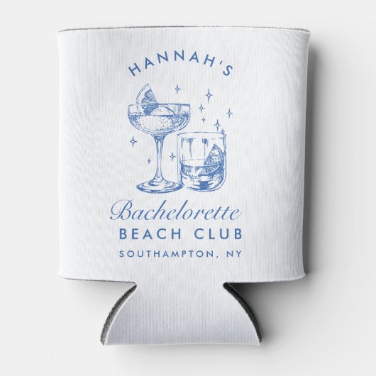 Bachelorette Party Retro Cocktail Blauwe Bruid Blikjeskoeler (Voorkant)