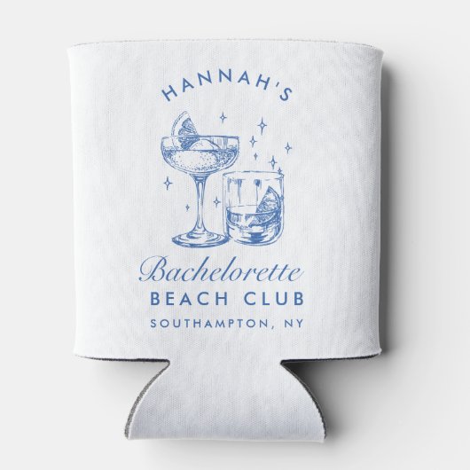 Bachelorette Party Retro Cocktail Blauwe Bruid Blikjeskoeler (Achterkant)