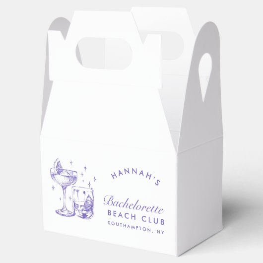 Bachelorette Party Retro Cocktail Paarse Bruid Bedankdoosjes (Geopend)
