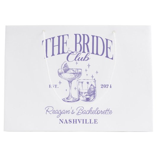 Bachelorette Party Retro Cocktail Paarse Bruid Groot Cadeauzakje (Voorkant)