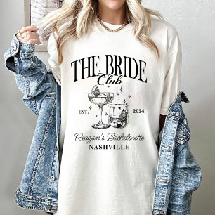 Bachelorette Party Retro Cocktail Zwart Bruid T-shirt