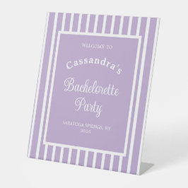 Bachelorette Party Retro Modern LightPurple Classy Reclamebord Met Voetstuk