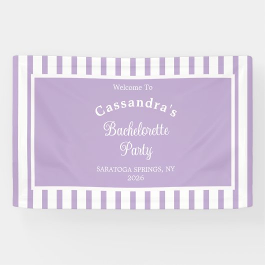 Bachelorette Party Retro Modern LightPurple Classy Spandoek (Horizontaal)
