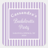 Bachelorette Party Retro Modern LightPurple Classy Vierkante Sticker (Voorkant)