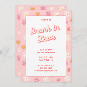 Bachelorette Party Retro Pink Daisy Drink in liefd Kaart