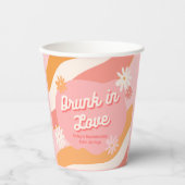 Bachelorette Party Retro Roze Drink in liefde Papieren Bekers (Voorkant)