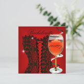 Bachelorette Party Rode Corset Zwarte Wijn 2 Kaart (Staand voorkant)