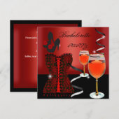 Bachelorette Party Rode Corset Zwarte Wijn schoene Kaart (Voorkant / Achterkant)