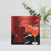 Bachelorette Party Rode Corset Zwarte Wijn schoene Kaart (Staand voorkant)