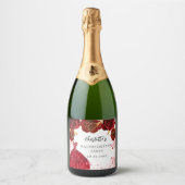 Bachelorette party rood wit jurk bloemen sparkling wijnetiket (Voorkant)