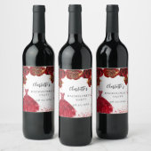Bachelorette party rood wit jurk bloemen wijn etiket (Flessen)