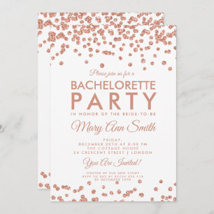Bachelorette Party Roos Gold Glitter Confetti Kaart