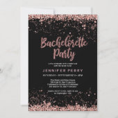Bachelorette Party roos gold glitter Invitation Kaart (Voorkant)