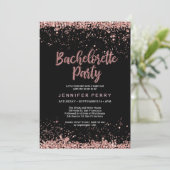 Bachelorette Party roos gold glitter Invitation Kaart (Staand voorkant)