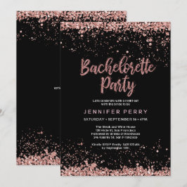Bachelorette Party roos gold glitter Invitation Kaart