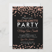 Bachelorette Party Roos Gouden Glitter Confetti Zw Kaart (Voorkant)