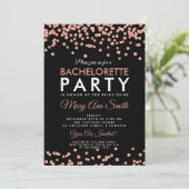 Bachelorette Party Roos Gouden Glitter Confetti Zw Kaart (Staand voorkant)