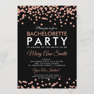 Bachelorette Party Roos Gouden Glitter Confetti Zw Kaart
