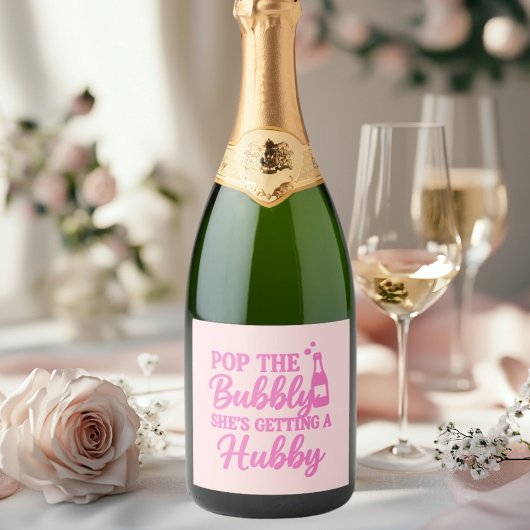 Bachelorette party roze bruisend drankje sparkling wijnetiket