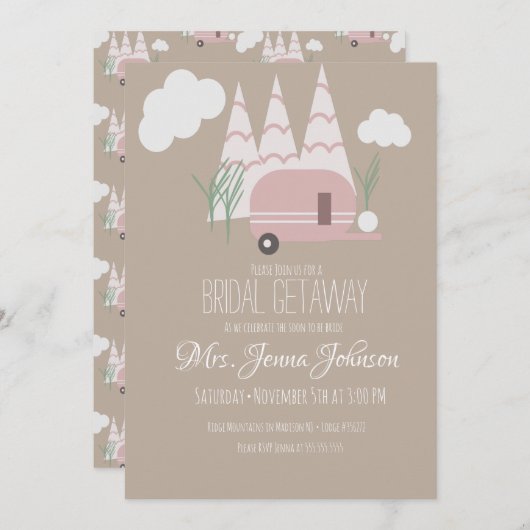 Bachelorette Party roze Camper Mountain Kaart (Voorkant / Achterkant)