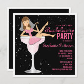 Bachelorette Party roze Cocktail Bride Uitnodiging (Voorkant / Achterkant)
