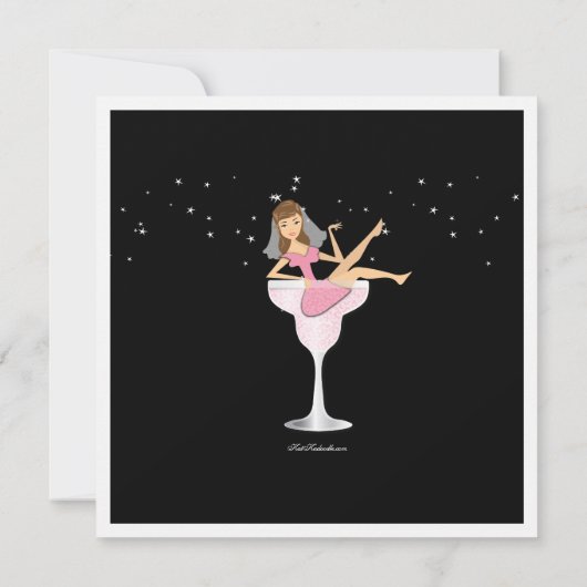 Bachelorette Party roze Cocktail Bride Uitnodiging (Achterkant)