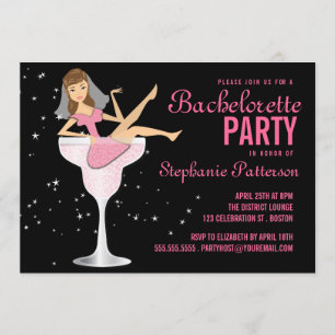 Bachelorette Party roze Cocktail Bride Uitnodiging