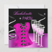 Bachelorette Party Roze Corset Zwarte Champagne Kaart (Voorkant)