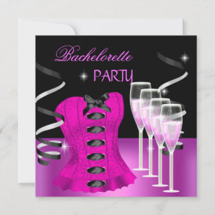 Bachelorette Party Roze Corset Zwarte Champagne Kaart