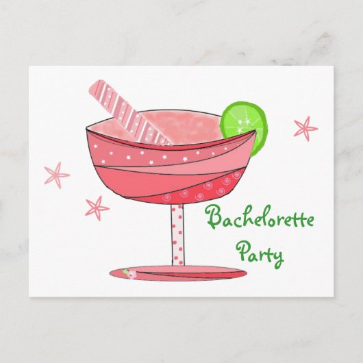 Bachelorette Party roze Drink Uitnodiging Briefkaart (Voorkant)