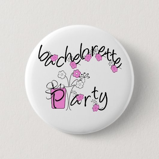 Bachelorette Party (roze en zwarte bloemen) Ronde Button 5,7 Cm (Voorkant)