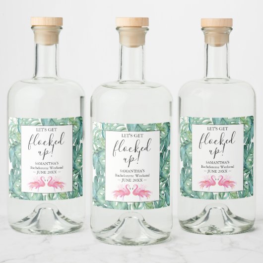 Bachelorette Party Roze Flaming Likeurfles Etiket (Flessen)