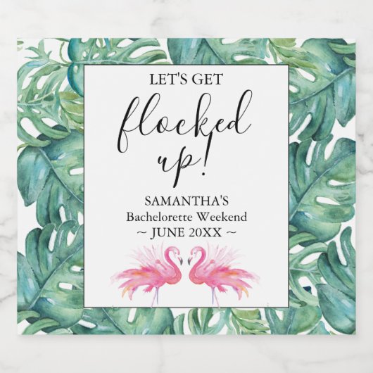 Bachelorette Party Roze Flaming Likeurfles Etiket (Enkel label)