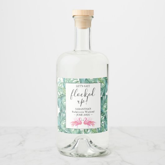 Bachelorette Party Roze Flaming Likeurfles Etiket (Voorkant)