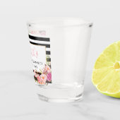 Bachelorette Party roze Floral Striped Shot Glas (Rechts)