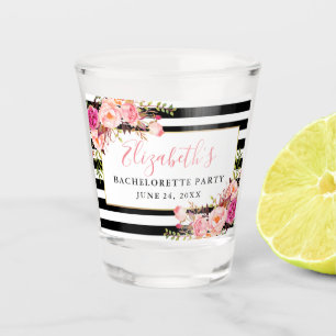 Bachelorette Party roze Floral Striped Shot Glas